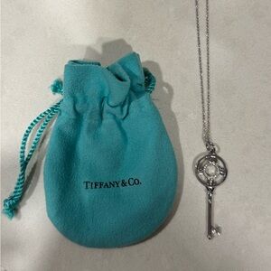 Tiffany & Co. White Gold Key Atlas Necklace with Diamond and Chain